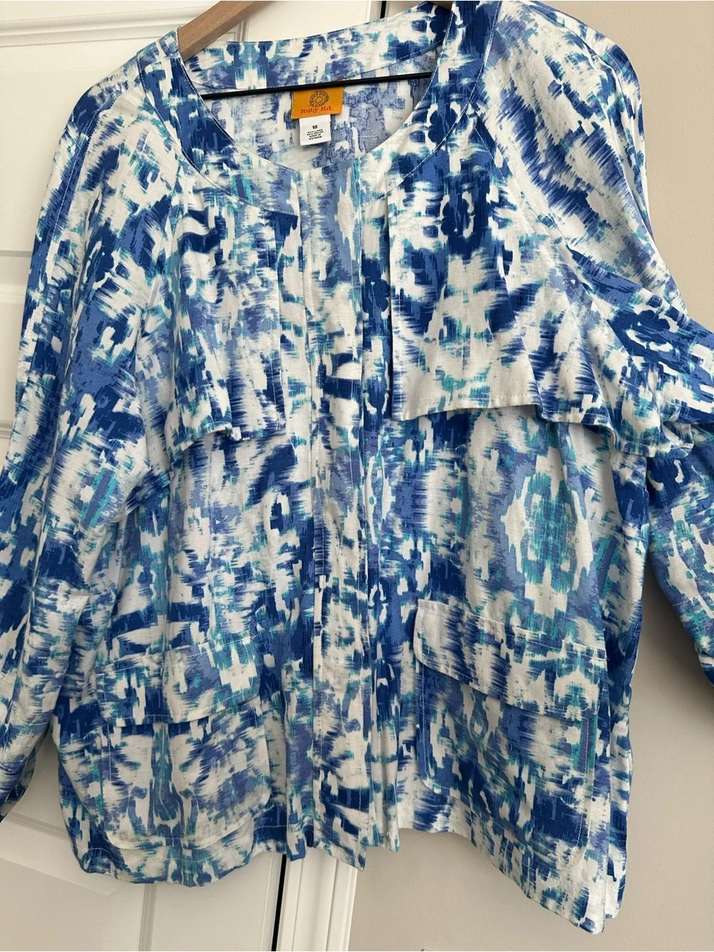 Ruby Rd. Blue & White Zip-Front Top - Picture 5 of 12